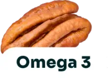 Nuez pecana con la etiqueta Omega 3