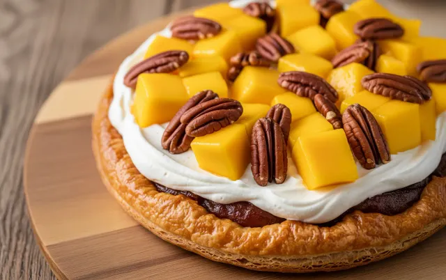 Mostachón de mango con nuez pecana