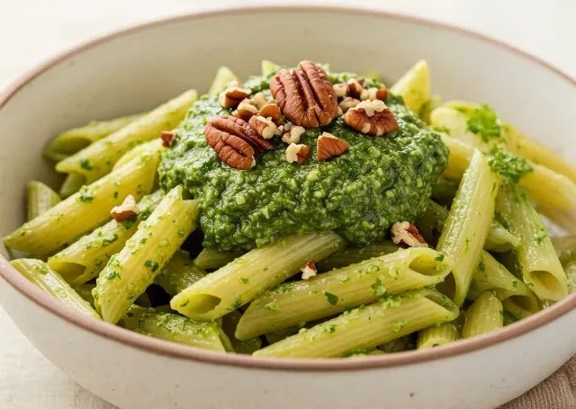 Pasta con Pesto de Albahaca y Nuez Pecana