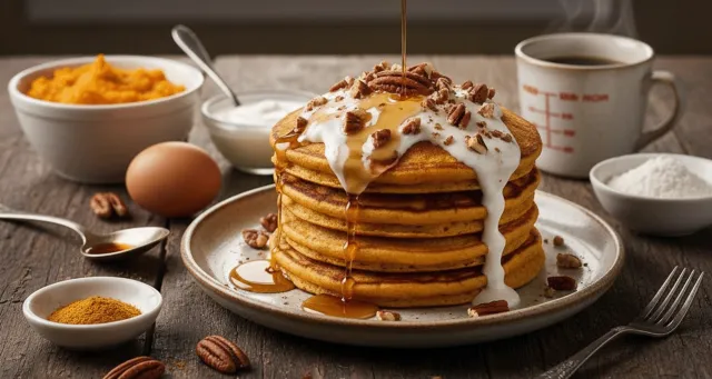 Pumpkin Pancakes (Hot Cakes de Calabaza con Nuez Pecana)