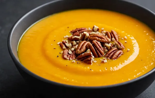 Sopa de calabaza y nuez pecana